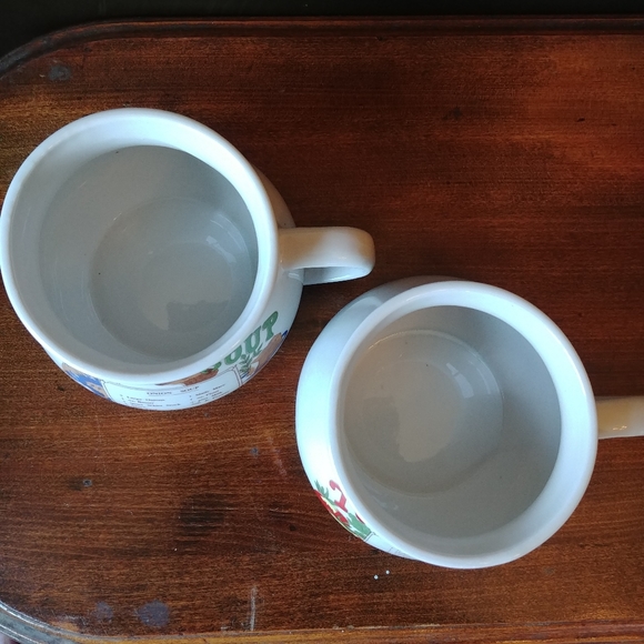 Vtg Recipe Soup Bowl Mugs. Tomato. Onion. EUC. White. - Picture 8 of 9